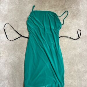 Elegant Green Spaghetti Strap Dress
